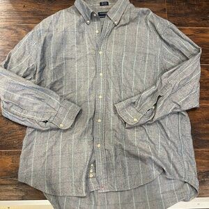 Classic Gray Striped Men's Button Down Shirt